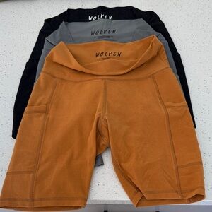 Wolven Women's Bike Shorts - Tan, Black, and Gray